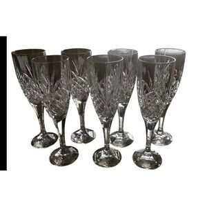Set Of 7  Champaign Crystal Glass 8.5" Tall Nice Heavy‎ Glass 13 Oz Each